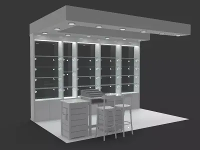 Concession stand kiosk shop 3D model