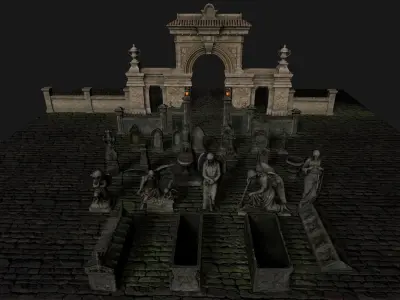 Gothic Graveyard pack Low-poly 3D model