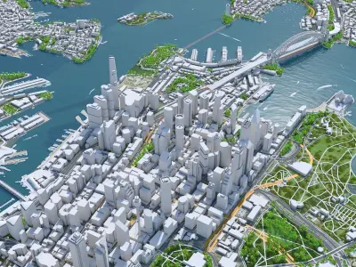 Sydney Downtown Australia Low-poly 3D model