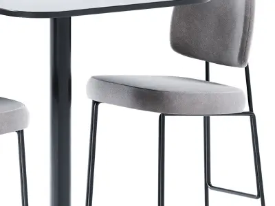 High Foot Table and Kapoor Bar Chair by Annud 3D model