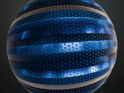 Blue Painted Perforated Corrugated Metal PBR Seamless Texture
