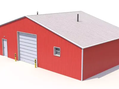 Red Farm Building 22 Low-poly 3D model