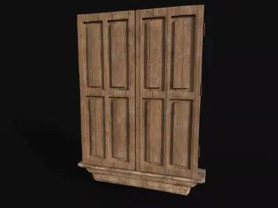 Wooden Old Window Low-poly 3D model