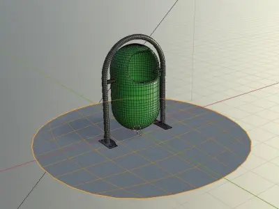basurero oval parque 3D model