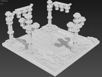 Xmas Road Voxel - 2 Low-poly 3D model