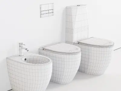 Esedra by SDR Ceramiche Bull WC Low-poly 3D model