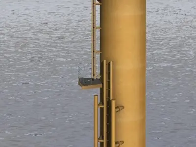 Offshore win turbine low-poly 3d model Low-poly 3D model