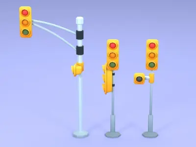 Cartoon Low Poly Street Props Pack Low-poly 3D model