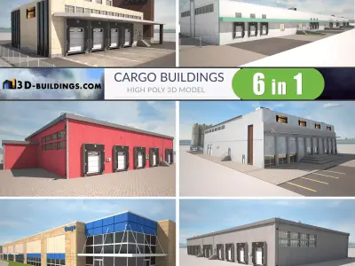 Cargo Buildings BUNDLE Low-poly 3D model