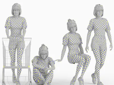 Woman Character - Casual Shopping Attire  Low-poly 3D model