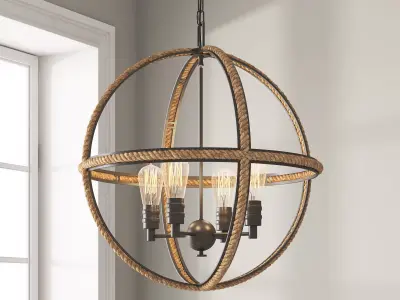 ROPE RING CHANDELIER - 4 LIGHT 3D model