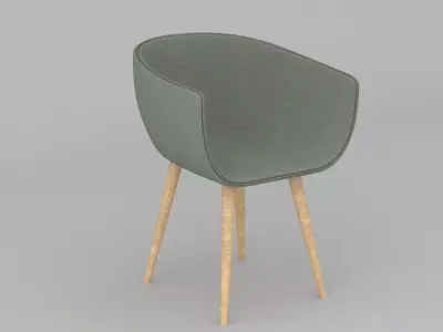 chair with wooden legs 3D model