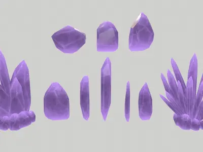 Crystal Set Low-poly 3D model 9