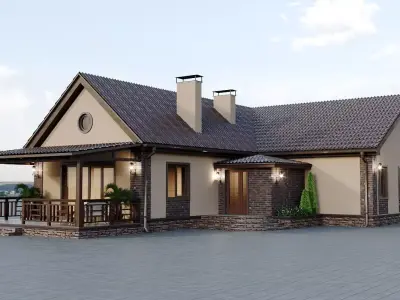 House with patio and porch 3D model