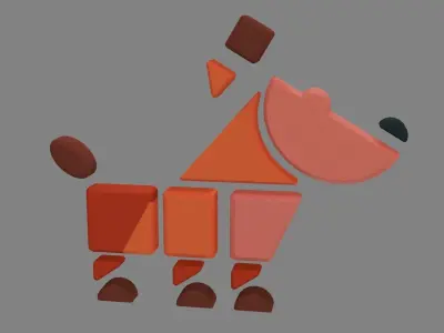 Animal shape blocks - dog toys Low-poly 3D model