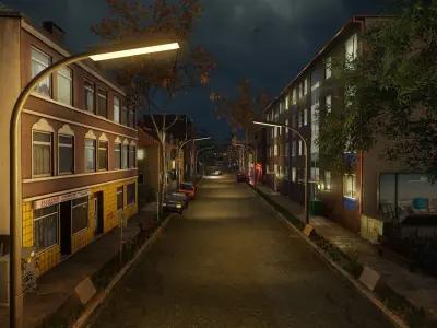 Low-Poly Background Buildings Pack Low-poly 3D model