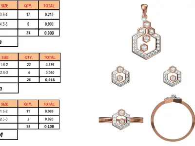 Light wt Ring Earrings Pendant set stl jcd 1-render details 3D print model 59