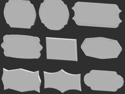 80 monument or sculpture sign board nameplate imm zbrush set 3D model