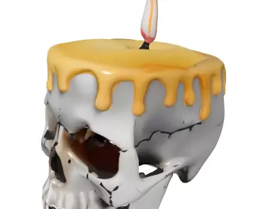 Realistic Skull Candle Halloween Decoration Low-poly 3D model