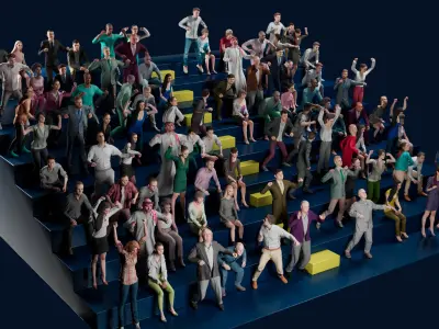  Low Poly People Pack - 95 Pieces Cheering Animated People Pack 