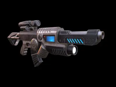 Scifi gun low poly and Cad model Low-poly 3D model