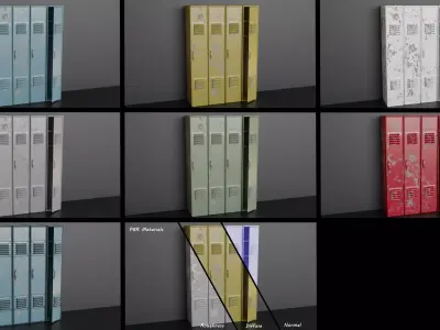 Lockers - Low-poly PBR metal locker Low-poly 3D model