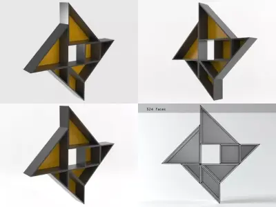 Tangram four geometric shapes Free 3D model