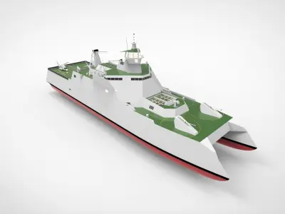 Catamaran destroyer ship 3D model