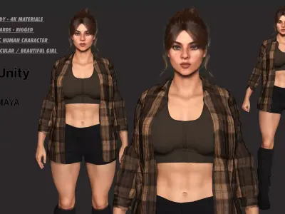 AAA 3D REALISTIC CHARACTER - FEMALE SURVIVOR or MODERN EXPLORER Low-poly 3D model