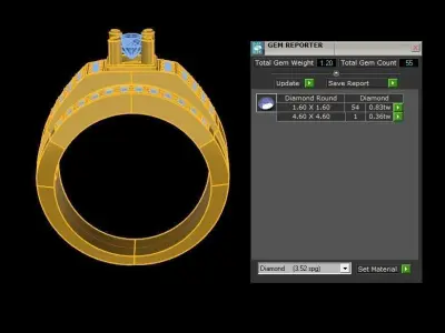 Asia Ring with gold light R16 3D model