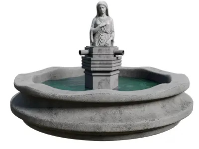 Stone Fountain with Classical Woman Statue  Low-poly 3D model