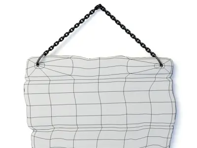 Hanging old wood board 3D model