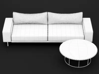 Sofa piu double 250 and cara 100 cofe table BT design 3D model