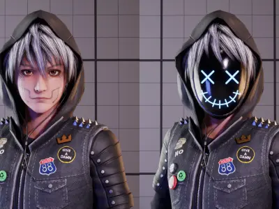 Fantasy Cool Guy With Sword Low-poly 3D model