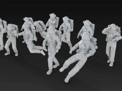 10 Astronaut Figure Set 3D model