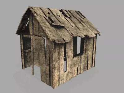 Old Broken Shed Low Poly 3d Model Low-poly 3D model