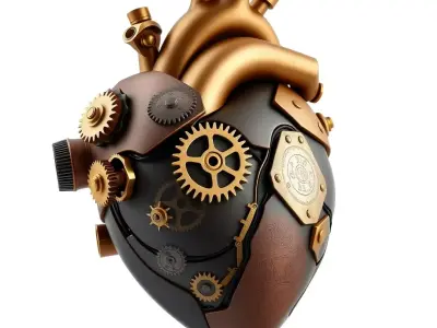 Steampunk Mechanical Heart 3D Model Low-poly 3D model