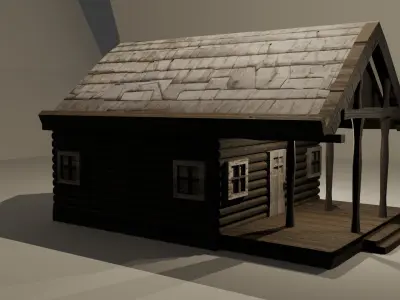 Wild West Wooden House Low-poly 3D model