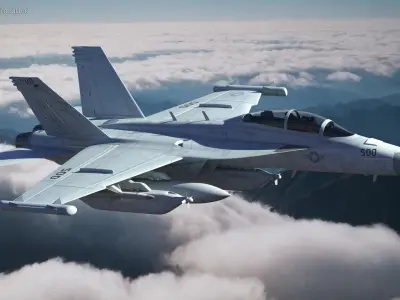  Boeing EA 18G Fighter Jet with Pilot in Flight 