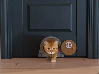 Hobbit Fantasy cat door 3D print model
