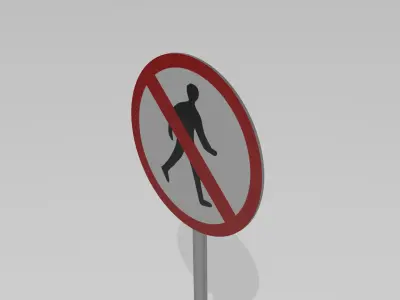Pedestrians prohibited sign 3D model