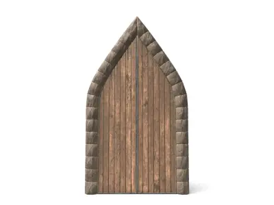 Medieval Wooden Door Pointy Arch Low-poly 3D model