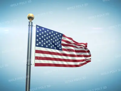USA - Election Day Set Flag Map and Vote Box 3D model