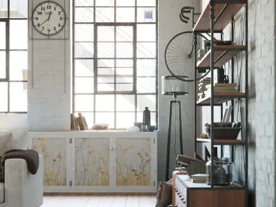 Industrial Living Interior scene 3D model