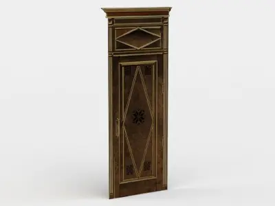 Door metal pole with wooden handle Low-poly 3D model