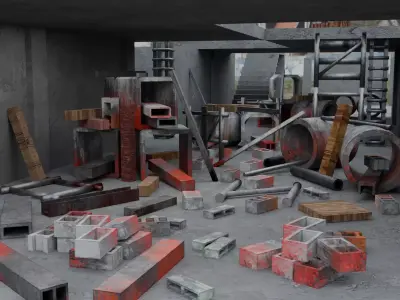 Abandoned Building Site - Environment 003 Low-poly 3D model