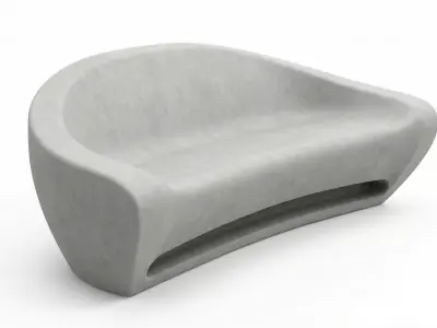 Organic Concrete Lounge Bench Low-poly 3D model