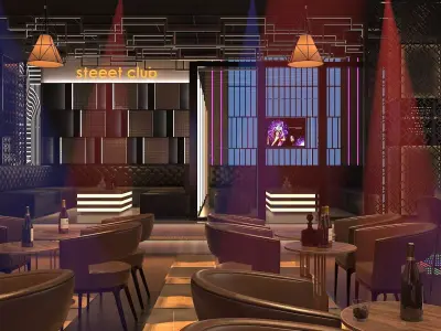 nightclub interior of with neon lights 26 3D model