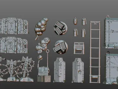 Terrain and barricades for wargame 3D print model