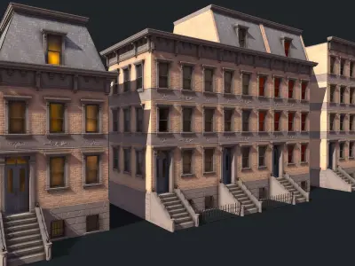 BrownStone Modular Building - Asset Low-poly 3D model